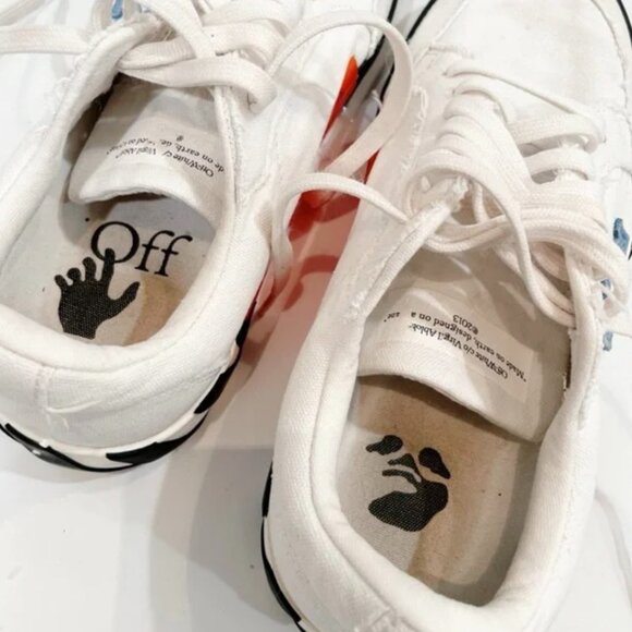 OFF WHITE Vulcanized Low White Black Logo Sneakers 39/US 9 - Picture 5 of 13